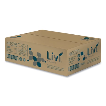 Livi Hardwound Paper Towels, 1 Ply, Continuous Roll Sheets, 1,000 ft, White 46528